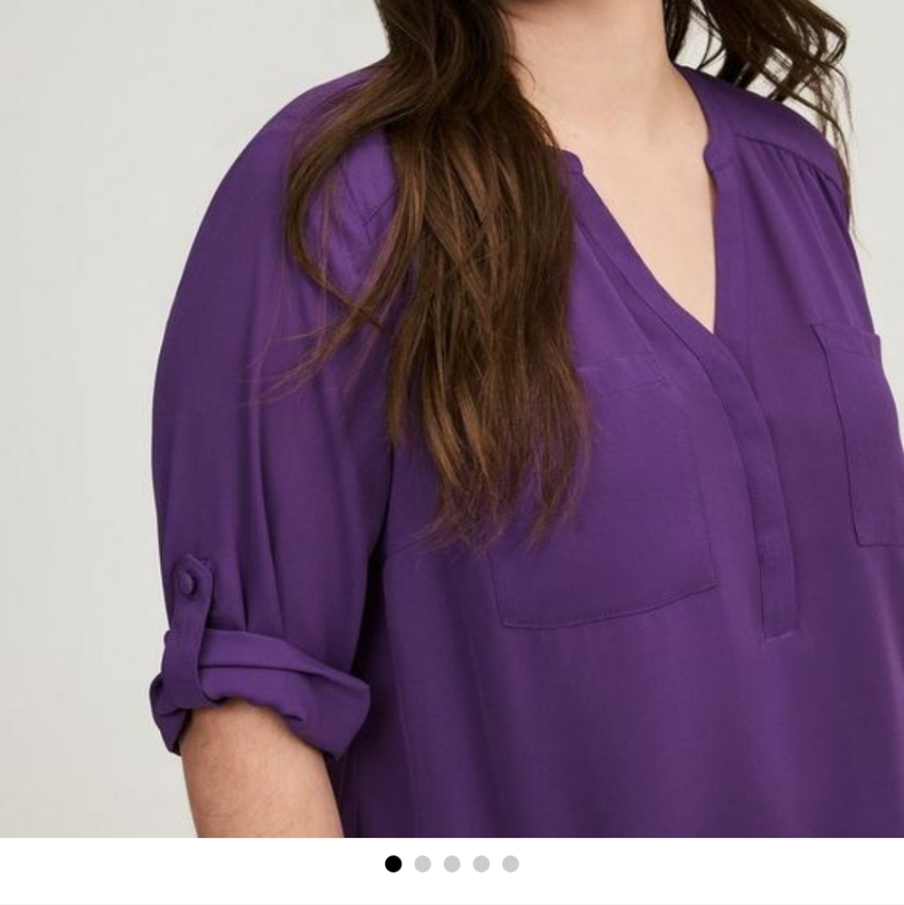 Torrid NWT Size 4 Harper Georgette 3/4 Sleeve Deep Purple Blouse - Picture 2 of 8